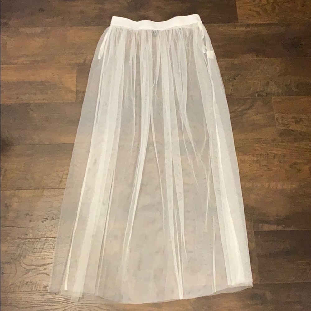 White Mesh Skirt Cover Up
